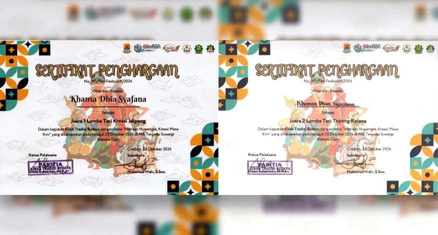 Juara 1 Lomba Tari Kreasi Jaipong dan Juara 2 Lomba Tari Topeng Kelana